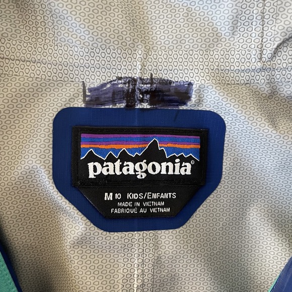 Patagonia Kids Torrentshell Rain Jacket Superior Blue Size M H2No Hooded READ - Picture 3 of 13